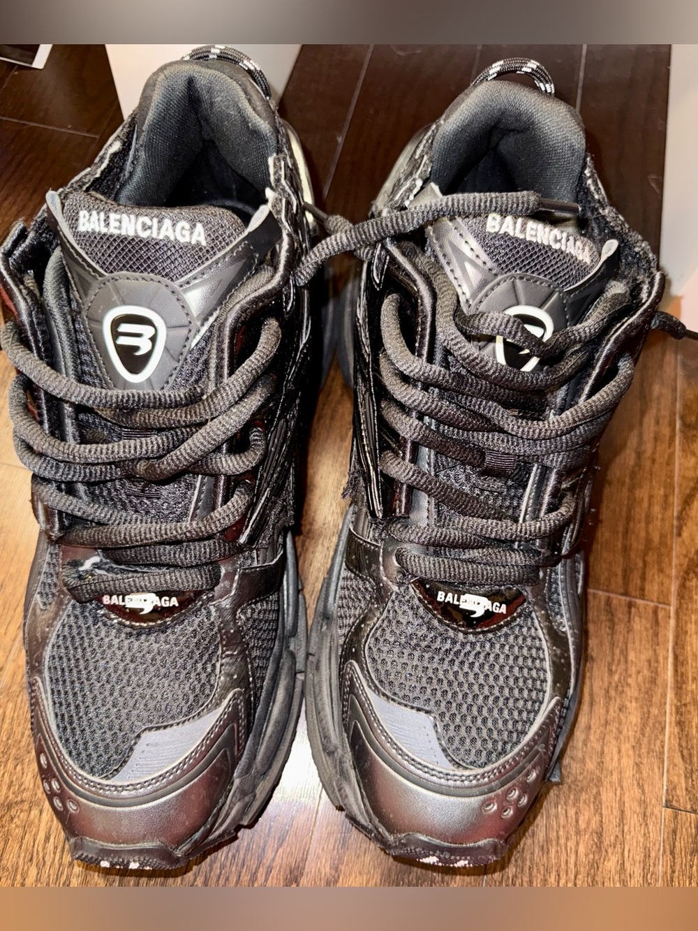 1:1 Balenciaga Men's Black Layered Mesh & Leather Sneakers